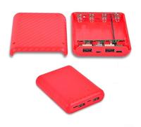 Power Bank Boîtier de batterie double USB avec indicateur lumineux de niveau 4 pour shopping, camping, école, urgence (charge rapide rouge 18 W)