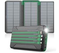 Power Bank Chargeur solaire 46800 mAh 4 câbles intégrés 3 panneaux solaires pliables PD20W Chargeur portable à charge rapide Affichage LED Powerbank USB C in/sortie, batterie externe avec lumière SOS