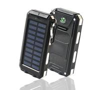 Power Bank Chargeur solaire - Chargeur portable 8000 mAh, banque d'alimentation solaire, double port USB, lampe torche LED intégrée et boussole pour téléphone portable et appareils électroniques