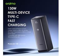 oraimo PowerJet 130 - Batterie externe 27 600mAh, charge rapide 130W, écran LED, triple port de sortie