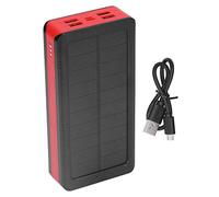 Power Bank Solaire 30000mAh, 4 Ports USB, 32 LED, Noir Rouge Compact - Charge Rapide, Lumière SOS, Parfait pour Camping Randonnée