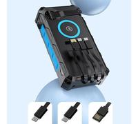 Power Bank Solaire - Batterie Externe à Manivelle avec LED - Powerbank Portable Rechargeable Pliable pour Voyage Camping Pêche Randonnée Vélo