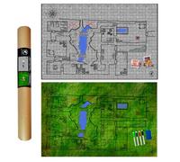 POWER BEAST Dungeon 2X Grid Game Mat + 4 Marqueurs et Gomme + 2 Coffres au trésor, Accessoire pour Jeu de Rôle, D&D, Donjons et Dragons, Dungeons and Dragons, Pathfinder.