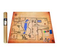 Power Beast Dungeon Grid Game Mat + 4 Marqueurs et Gomme + 4 Coffres au trésor, Accessoire pour Jeu de Rôle, D&D, Donjons et Dragons, Dungeons and Dragons, Pathfinder.
