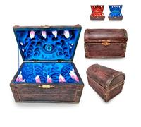 Power Beast Dungeon Mimic Chest Boîte de rangement pour dés avec œil en verre, accessoires miniatures et donjons et dragons, cadeau D&D, DND, Dungeon Master, peut contenir jusqu'à 5 jeux de dés