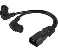 Power Cable 1FT C14 to 2 x C13 Y Splitter Extension,UPS Server IEC 320 C14 Male to Up Angle Dual C13 Female Power Cord