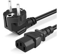 Power Cable 2 m CEE 7/7 Protection Contact Plug E+F 90° to C13/3 Pin Suitable for PC,Computer,TV,Monitor,Printer,Projector,