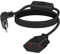 Power Cable 90 Degree Euro Power Cable with Switch,Type C Flat Plug Euro Male to Type C Euro Female,2.5A/250V 0.75mm² for Monitor,TV (Black)