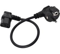 Power Cable Angled 90° C13 Type F (CEE 7/4) to C13 Socket for Computer,TV,Monitor,Screen,Projector,Etc (Black,0.5 m)