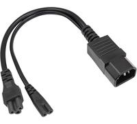 Power Cable C14 to C5+C7 Y Splitter Power Plug Cord 10A/250V IEC320 C14 Male to C5+C7 Y Split Short Power Adapter Cable (1FT/30CM)