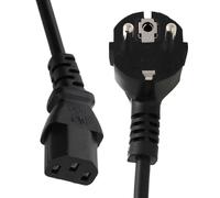 Power Cable Euro Schuko Plug to IEC C13 Plug 1.00mm2 Lead 1m Black