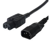 Power Cable IEC Plug (IEC320 C14) - Hot Appliance Coupling (IEC320 C15), Black,