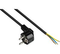Power Cable P0185-S020-2 m-Type E+F Plug (CEE 7/7,angled) to stripped ends-0.75 mm²-Black