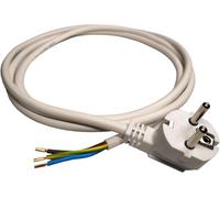 Power Cable with Ends,230V Plug,16A,2 Metres,1.5 mm,IP20,Connection Cable with Schuko Plug,Power Cable with Protective Contact,Cable with End Caps,White