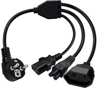 Power Cord 3 Pin 10A 250V Cable C13 Splitter Contact Protection Cable Type F (CEE 7/4) to C13+C5+Euro Plug,for Indoor Use TV,PC,Monitor (0.5m)