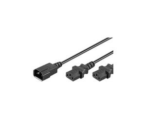 Power Cord C13X2 - C14 1.2M Y Extension Cable, Black, Microconnect Pe061312