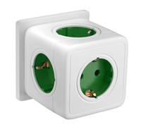 Power Cube 5-in-1 Prise multiple 3680 W, 5 ports cubes, prises murales, compatible avec téléphone, maison, cuisine, bureau, vert