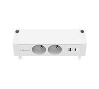 Fellowes Power Desk 2 - Coupe-circuit (montable sur pince) - connecteurs de sortie : 4 (2 x Type E, USB type A, USB-C) - 2 m cordon - blanc