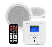 Power Dynamics - Système audio mural BTW30SET - 2 enceintes de plafond 5", 15W, blanc, FM/USB