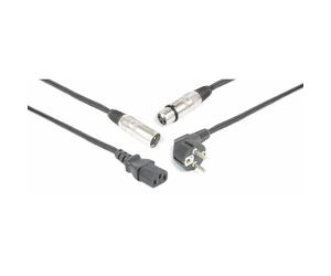 Power Dynamics PD Connex Câble Audio Combiné Cordon Secteur - XLR F/IEC F - XLR M - 10m - Idéal pour Relier vos Enceintes de Sonorisation