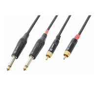 Power Dynamics PD Connex Câble Audio Cordon 2x Jack 6,35 Mâle Mono/2x RCA Mâle - 1,5m - Idéal pour Relier vos Enceintes de Sonorisation