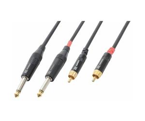 Power Dynamics PD Connex Câble Audio Cordon 2x Jack 6,35 Mâle Mono/2x RCA Mâle - 1,5m - Idéal pour Relier vos Enceintes de Sonorisation