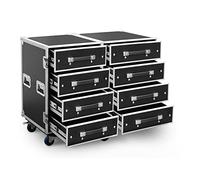 Power Dynamics PD-FA4 - Flightcase commode avec 8 tiroirs, avec 8 roulettes, tiroirs finis en mousse dure, idéal pour DJ mobiles et musiciens en tournée
