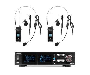 Power Dynamics PD522B - Système Micro Sans Fil UHF 2 Bodypacks Rechargeables 100 Canaux avec Récepteur Rackable & Boîtier de Transport Pro