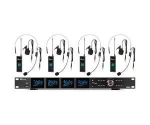 Power Dynamics PD524B Système de Bodypacks UHF avec 4 Bodypacks - 100 Canaux, Rack 19" 2U, Écrans LCD, Un Système Bodypacks Professionnels, Idéal pour Les Spectacles, Concerts