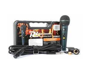 Power Dynamics PDM661 Microphone Dynamique Vocal - Filaire, Noir, Cordon de 5 Mètres, Connecteurs PD Connex (XLR - Jack 6,3), Interrupteur Marche/Arrêt - Impédance : 400 Ohms, Filtre Anti-Pop Intégré