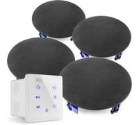 Power Dynamics Powerline A100W Kit Amplificateur 4X 20 Watts avec Enceintes de Plafond Noires, Bluetooth, USB et Micro SD, Écran Tactile, Livré avec Télécommande