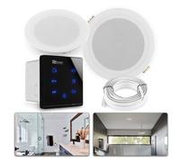 Power Dynamics Powerline A50B Pack Amplificateur Mural avec 2 Enceintes de Salle de Bain - 80 Watts