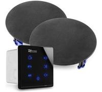 Power Dynamics Powerline A50B Pack Amplificateur Mural avec 2 Enceintes Encastrables - 60 Watts, BT 5.0, USB et Micro SD, Écran Tactile, Télécommande, Idéal pour Sonorisation de la Maison