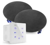 Power Dynamics Powerline A50W Kit Amplificateur 2x 20 Watts avec Enceintes de Plafond Noires, Bluetooth, USB et Micro SD
