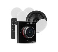 Power Dynamics Ampli stéréo Powerline B100BSet 4x25W noir avec 4 enceintes plafond 6,5" blanches