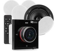 Power Dynamics Ampli stéréo Powerline B100BSet 4x25W noir avec 4 enceintes plafond 6,5" blanches