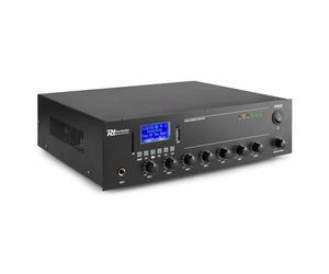 Power Dynamics PPA50 - Amplificateur Mixeur 100V, 50W, Idéal pour les Salles d'Attente, les Bureaux ou les Restaurants, Bluetooth, Télécommande sans Fil, Port USB et SD