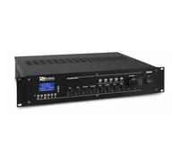 Power Dynamics PRM240 Amplificateur Mixeur 240W 100V 4 Zones - Bluetooth, Lecteur MP3 USB/SD, 6 Canaux avec Entrées Micro XLR, Alimentation Fantôme, Montage Rack 2U et Télécommande Incluse