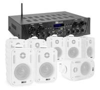 Power Dynamics PV240BT - Système Audio 4 Zones 400 Watts Bluetooth avec 8 Enceintes BGO30 Blanches