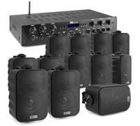 Power Dynamics PV260BT Système Audio 6 Zones 600 Watts avec 12 Enceintes Murales IPX5, Noir, Amplificateur Bluetooth, Lecteur USB, Radio FM, Idéal pour Magasin, Bureau, Restaurant, Maison