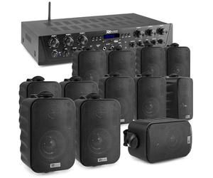 Power Dynamics PV260BT - Système Audio 6 Zones 600 Watts avec Amplificateur Bluetooth et 12 Enceintes Filaires BGO30 Noir