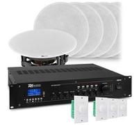 Power Dynamics - Système Audio à 4 Zones, 8 Haut-Parleurs FCS5, Amplificateur de 240W 100V