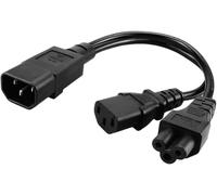 Power Extension Cable IEC320-C14 to C13+C5 Splitter Power Adapter Cord 3-pin Black