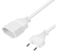 Power Extension Cords,2 m Extension Cable EU Plug,0.75 mm² Max. 2.5 A/250 V Euro Plug to Euro Plug for Computer,TV,PC,White