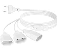 Power Extension Cords,200 cm 3 in 1 Extension Cable EU Plug,0.75 mm² Max. 2.5 A/250 V Euro Plug to Euro Plug for Computer,TV,PC,White