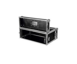 Power flights FCE 4 MK2 - Flight case 4U 19" pour rack audio - Ouvertures avant/arrière - Renforts aluminium - Fermetures papillon - Coins et cornières métal - Poignée encastrée
