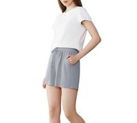 POWER FLOWER Shorts d'été Femme Casual Shorts en Sweat avec Poches Confortables à Cordon de Serrage (LY129-Blue, L-XL)