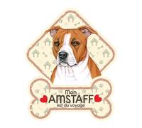 power gift Amstaff Panneau pour Pare-Brise avec Ventouse - Mon Chien est à Bord. Plaque signalétique pour Tous Type véhicule. Chien à Bord, en Ballade, on Tour.