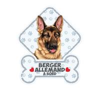 power gift Berger Allemand Panneau pour Pare-Brise avec Ventouse- Mon Chien est à Bord. Plaque signalétique pour Tous Type véhicule. Chien à Bord, en Ballade, on Tour.