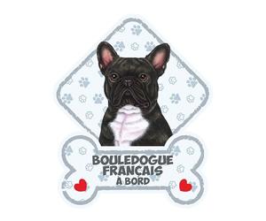 power gift Bouledogue Francais Noir - Panneau pour Pare-Brise avec Ventouse- Mon Chien est à Bord. Plaque signalétique pour Tous Type véhicule. Chien à Bord, en Ballade, on Tour.